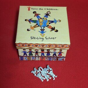Vintage Sterling Silver 925 MOM Brooch Pin Save The Children